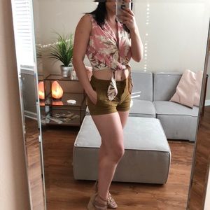 Tropical Button Down Crop Top